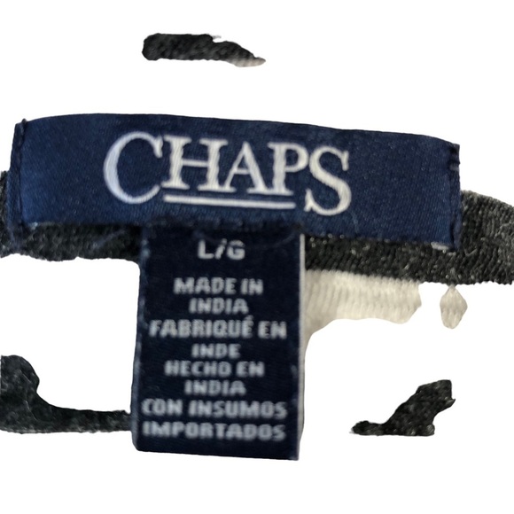 Chaps Breton Sailor Style Popover Top Women L Black White Stripe - Picture 8 of 9